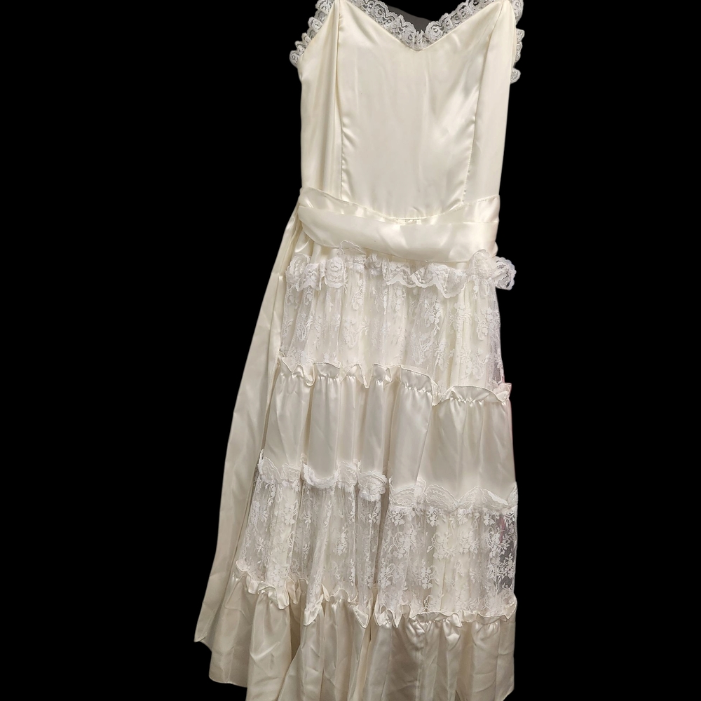 Gunne Sax Ivory Satin Dress
